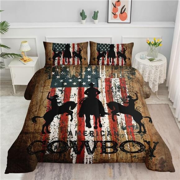 TWIN Western Cowboy Comforter Set Bedding Set with 1 Comforter - Picture 1 of 5